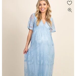 Pinkblush Light Blue Lace Maxi Dress